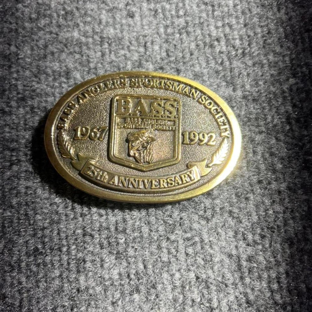 Vintage BASS Anglers Sportsman Society 25th Anniversary Belt Buckle 1967 Brass